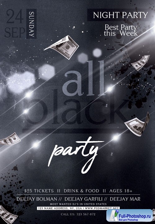 All club black party - Premium flyer psd template