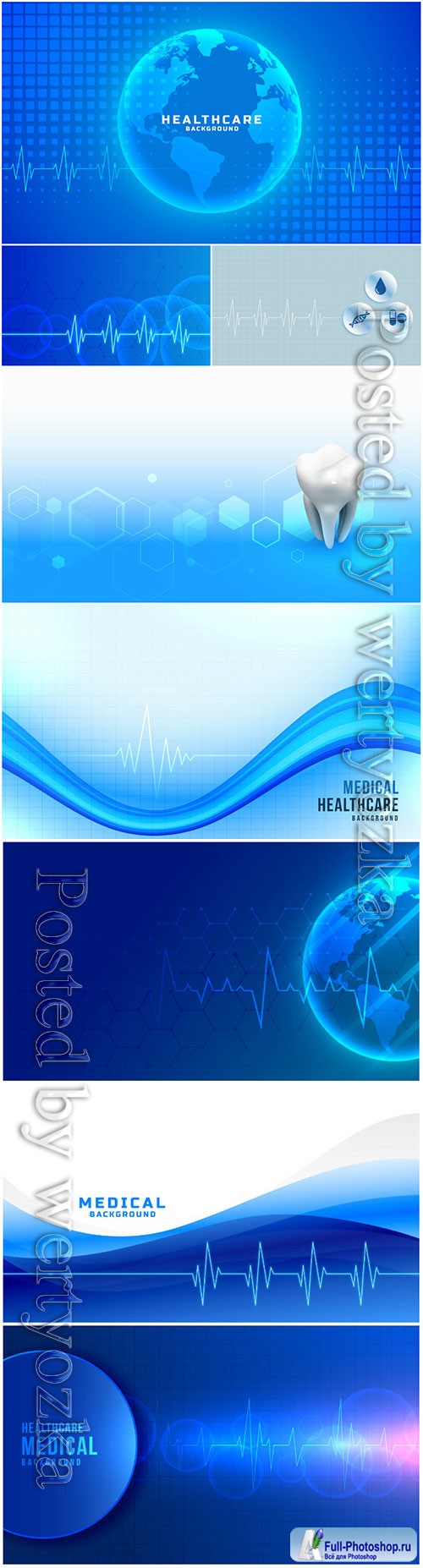 Global healthcare medical vector background blue color theme