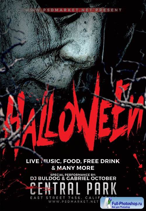 Halloween party night flyer psd