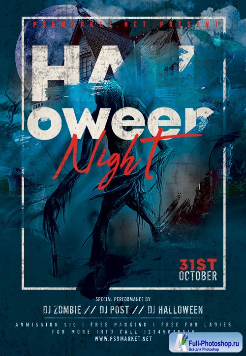 Halloween night event flyer psd