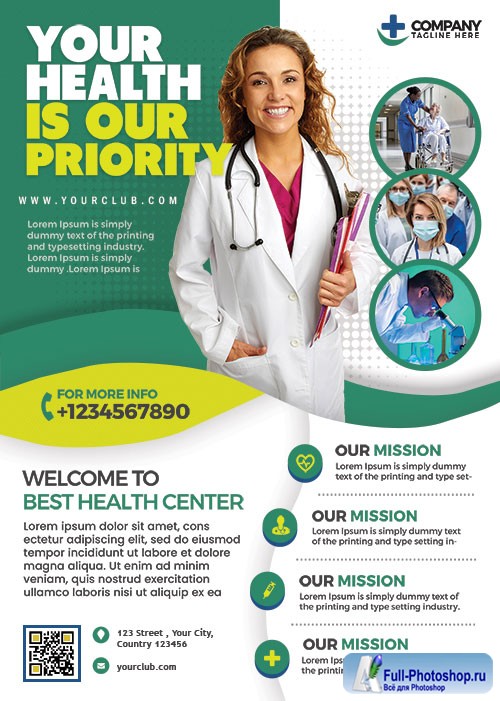 Hospital and Medical Clinic Flyer PSD