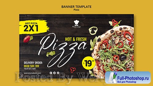 Pizza restaurant horizontal banner template