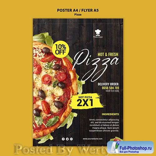 Pizza restaurant poster with photo