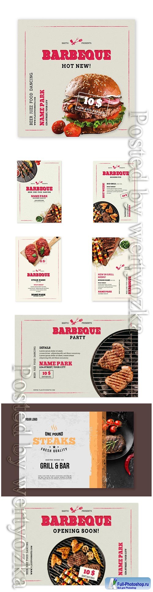 Grilled fresh food bbq flyer template