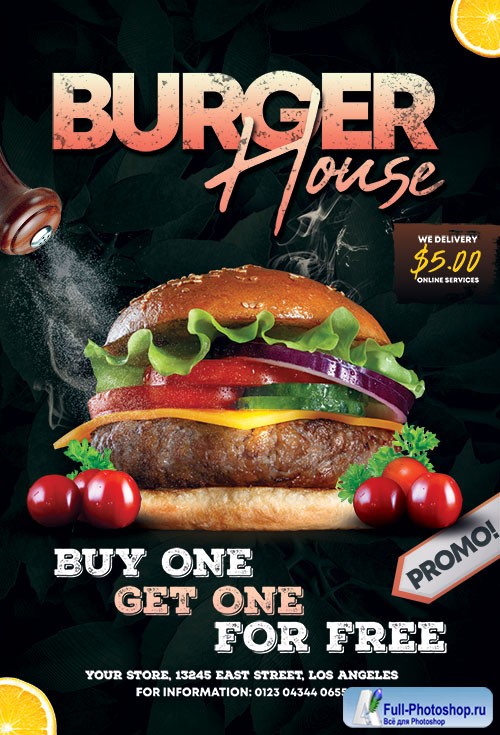 Burger House Flyer  PSD Templates