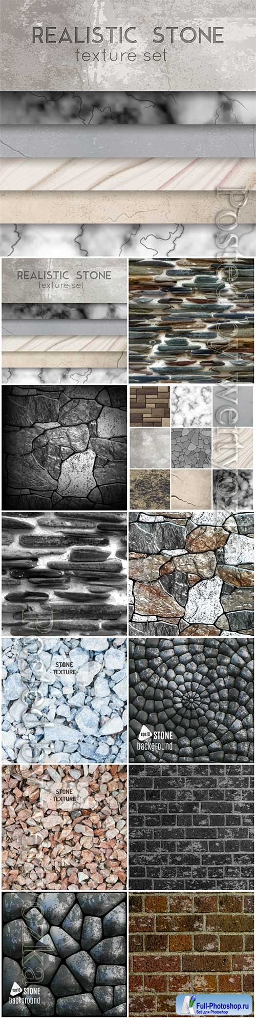 Realistic stone texture patterns collection