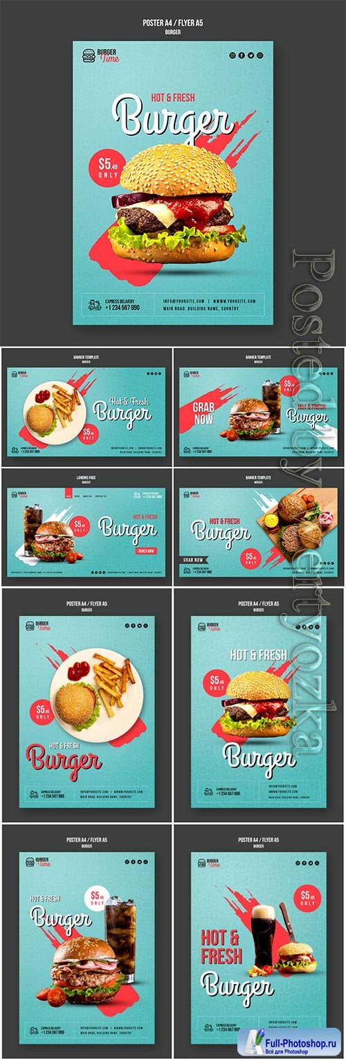 Burger concept flyer psd template