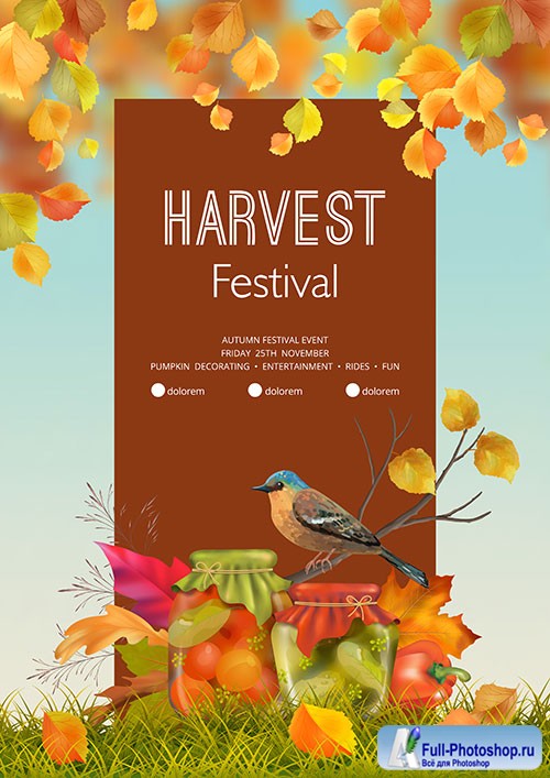 Autumn harvest festival flyer or poster vector template