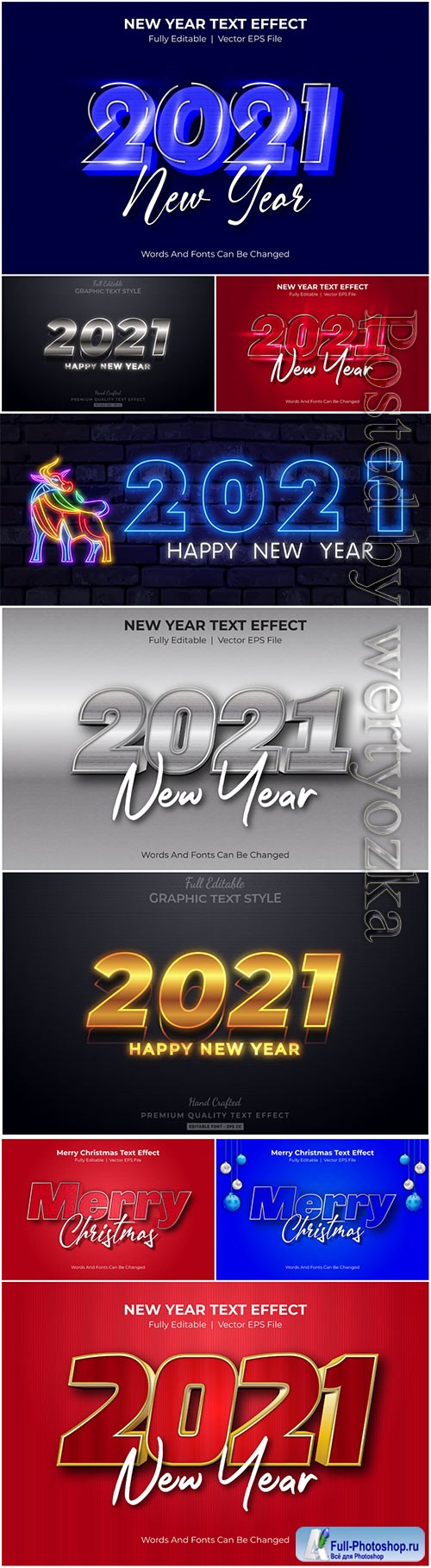 New year editable text style effect