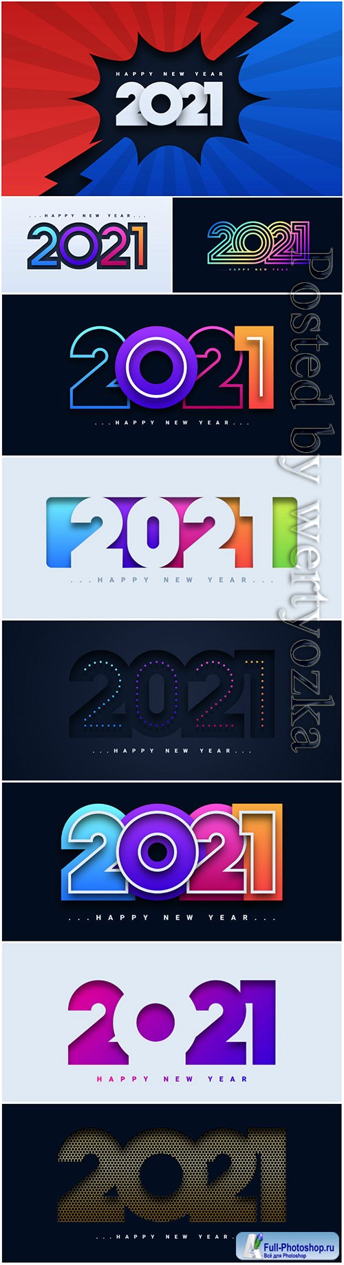Abstract colorful 2021 happy new year vector background