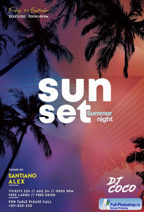 Sunset Summer Night - Premium flyer psd template
