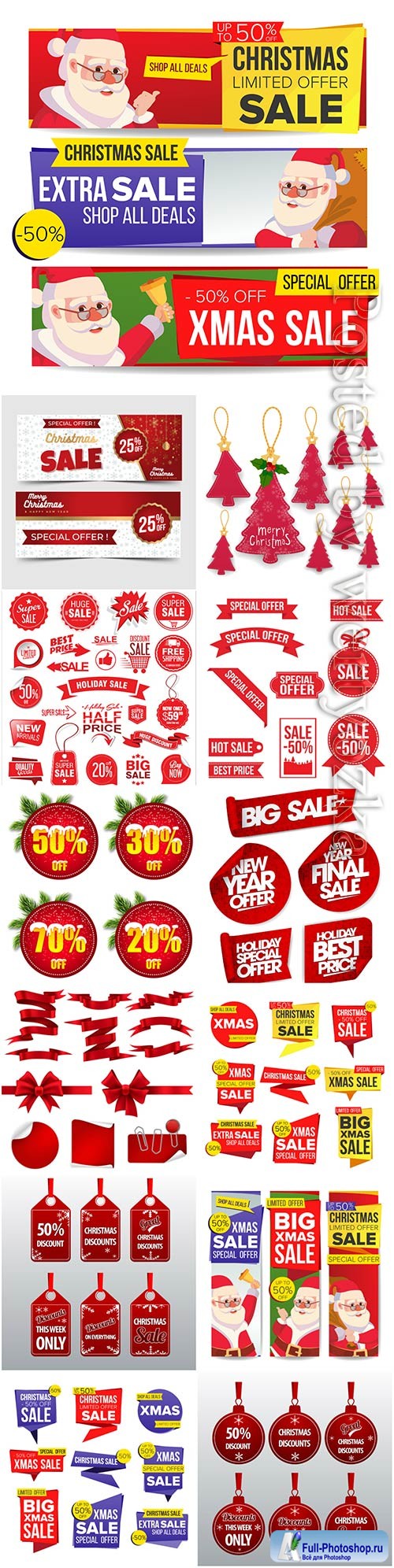 Christmas and new year stickers set, tags with labels vol 2