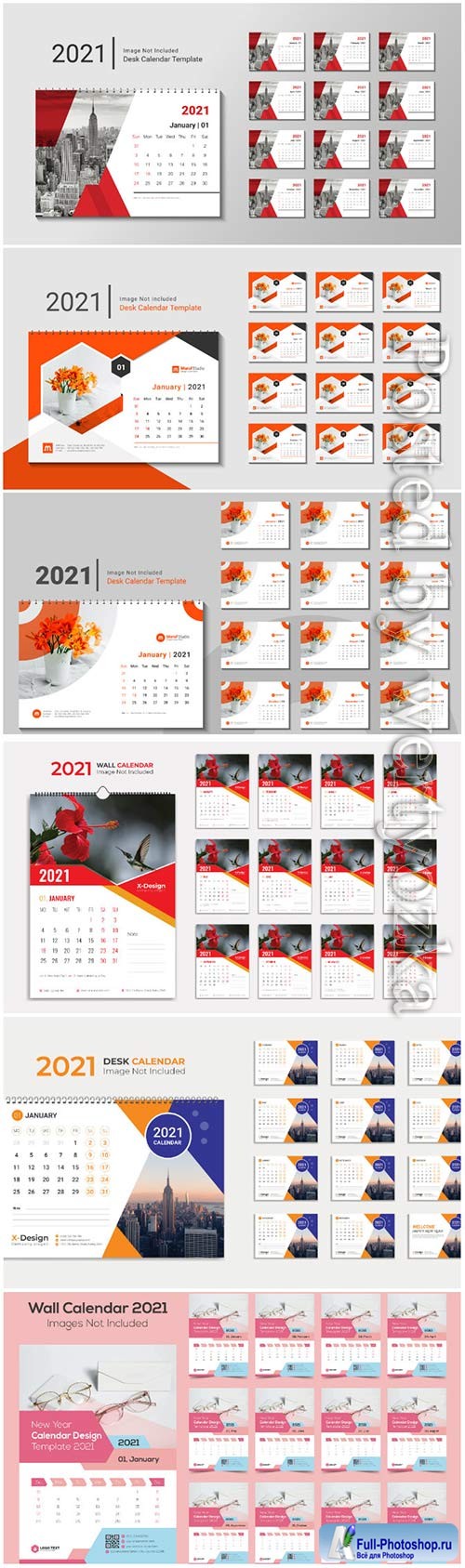 Desk calendar 2021 template design for new year vol 2