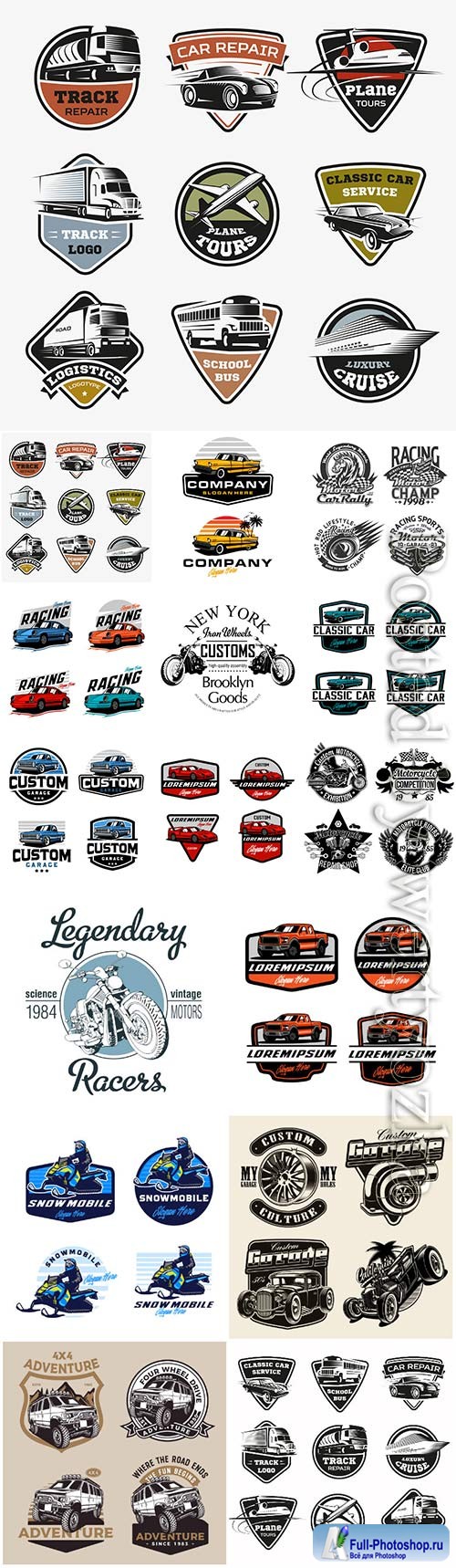 Transport logos set vector