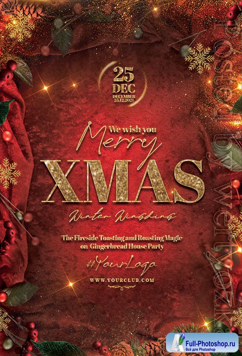 Happy Christmas Event Flyer PSD Template