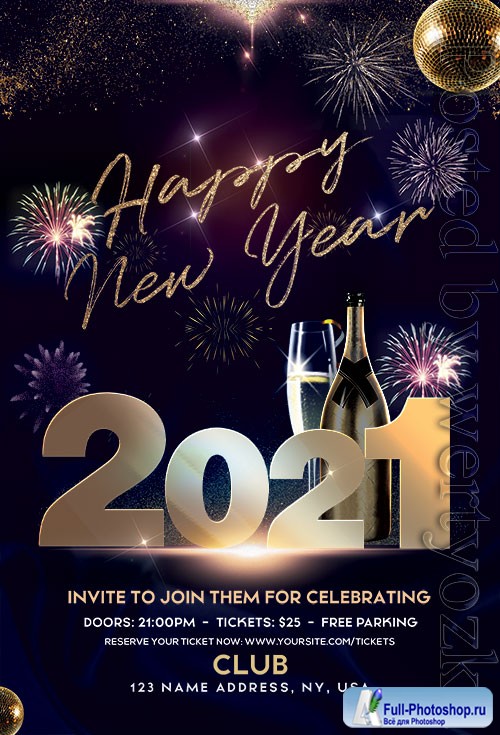 Happy New Year 2021 PSD Flyer Template
