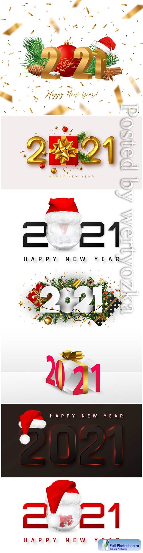 Happy new year 2021 cover with snowball in santa hat in vector
