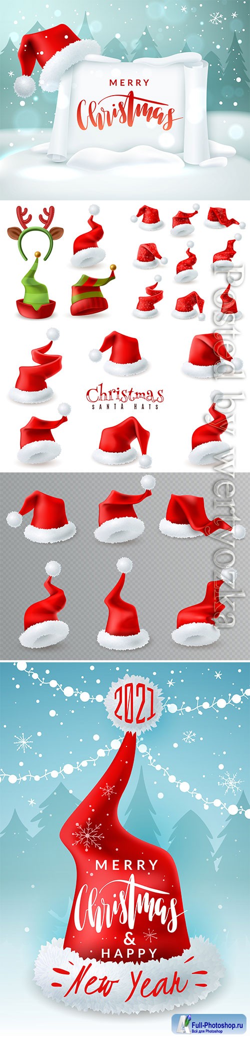 Merry christmas greeting with santa hat illustration vector