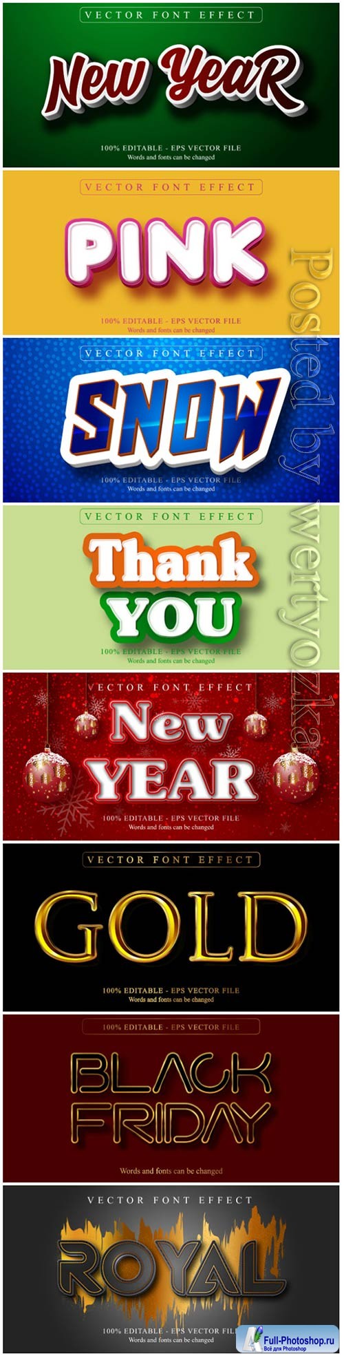 3d editable text style effect vector vol 17