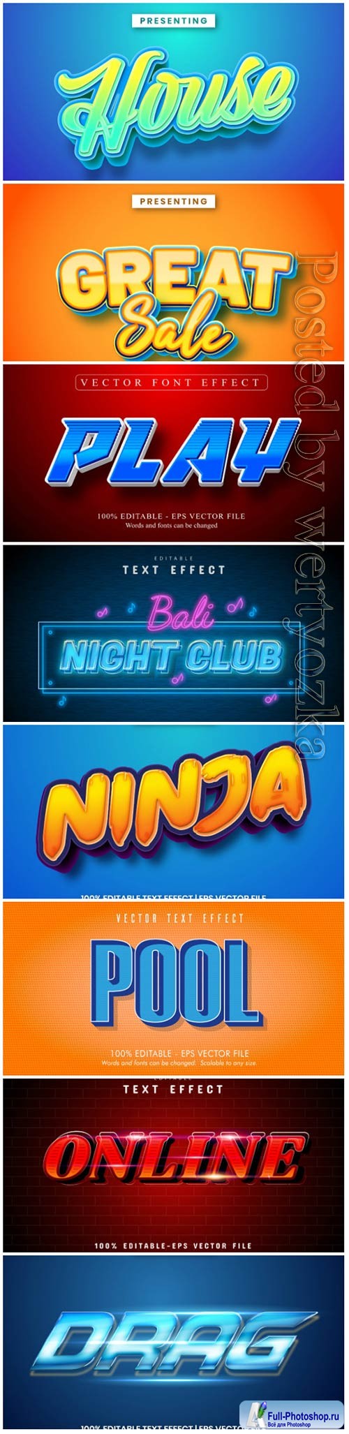 3d editable text style effect vector vol 18