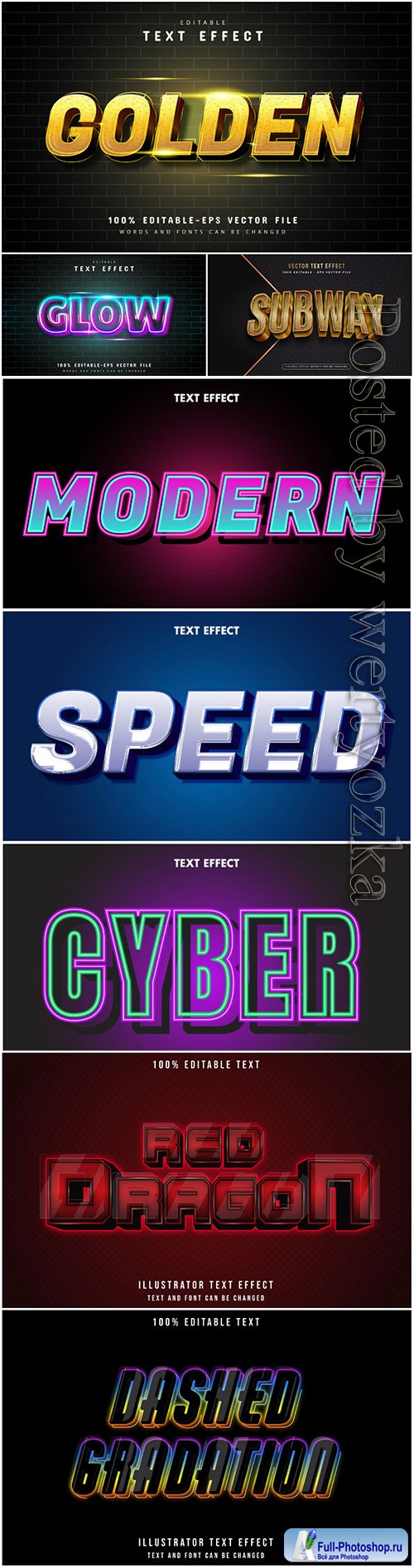 3d editable text style effect vector vol 25