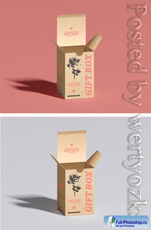 Kraft Tuck Top Gift Box Mockup PSD