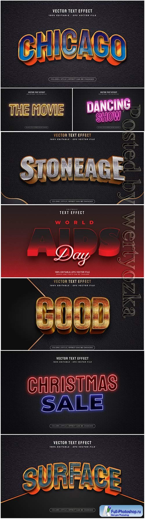 3d editable text style effect vector vol 44