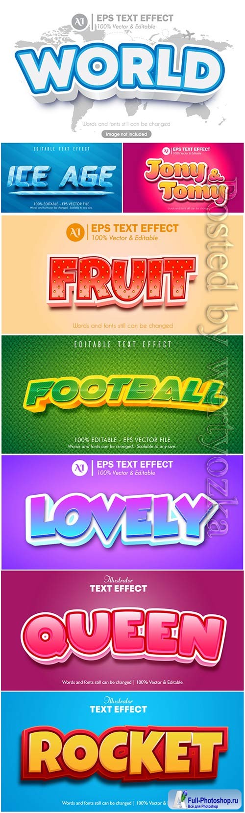 3d editable text style effect vector vol 39