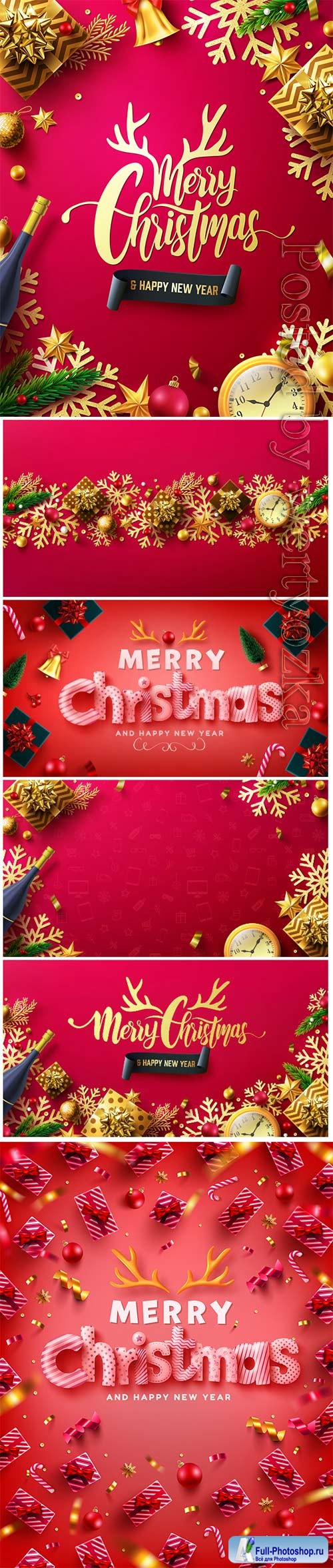 Vector of merry christmas & happy new year promotion poster or banner 
