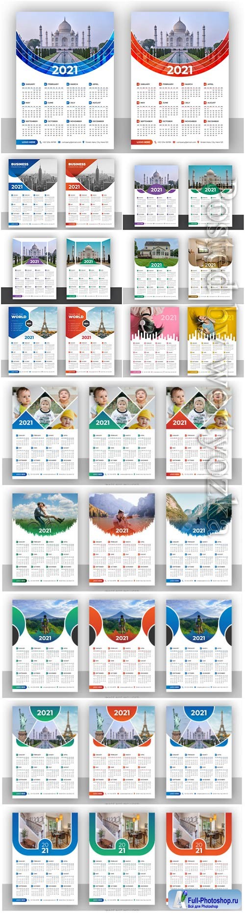 Calendar 2021 design vector template for new year
