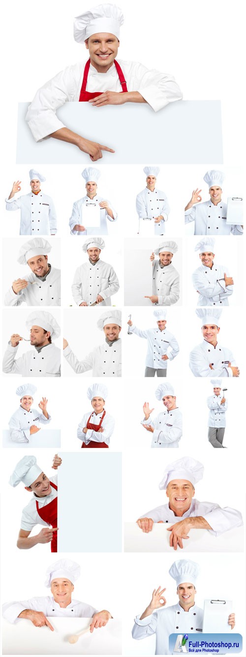 Chef with bigboards stock photo