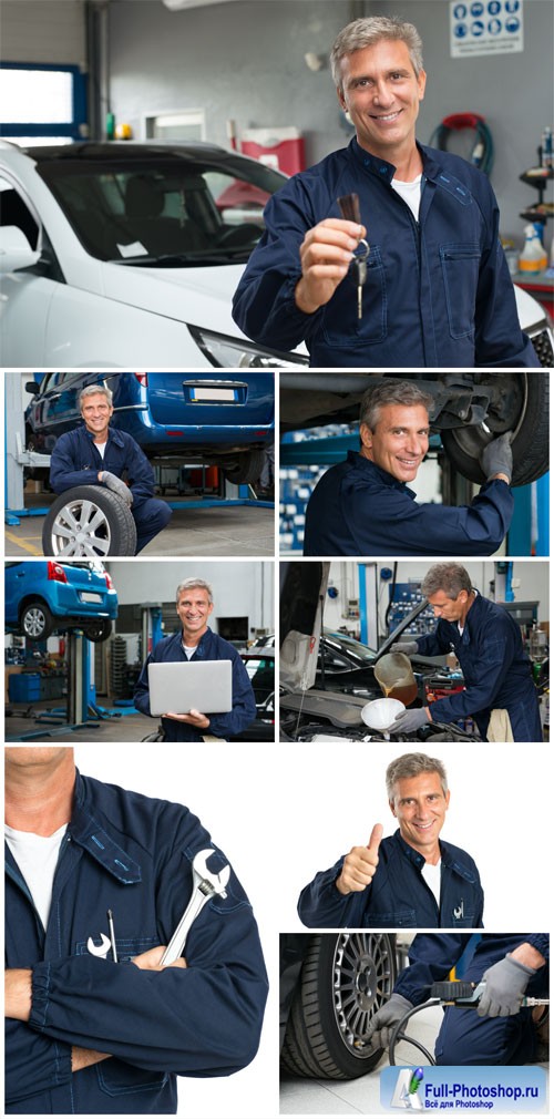 Auto repair shop, auto mechanic stock photo