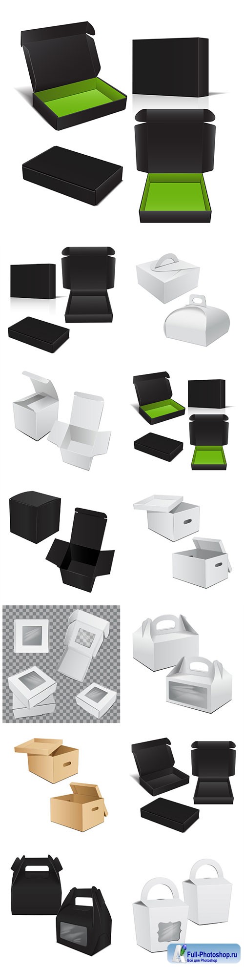 Set of vector packaging box