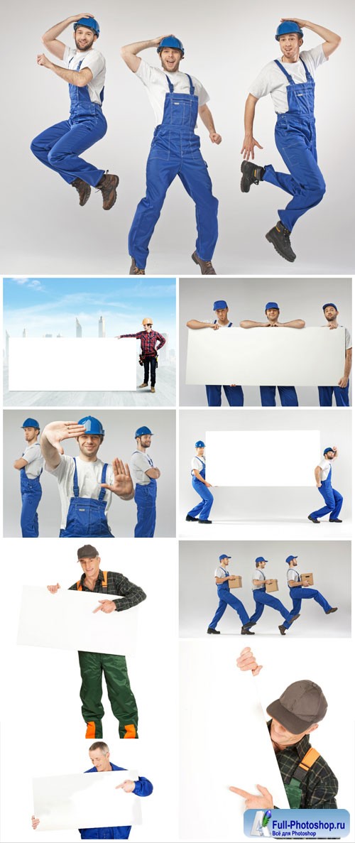 Men in work clothes stock photo