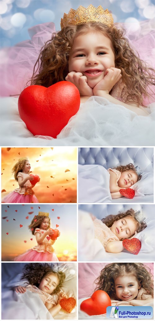 Little girl with heart stock photo