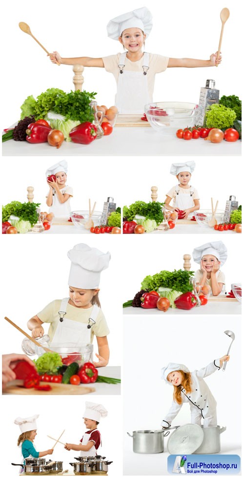 Children in chef suits stock photo