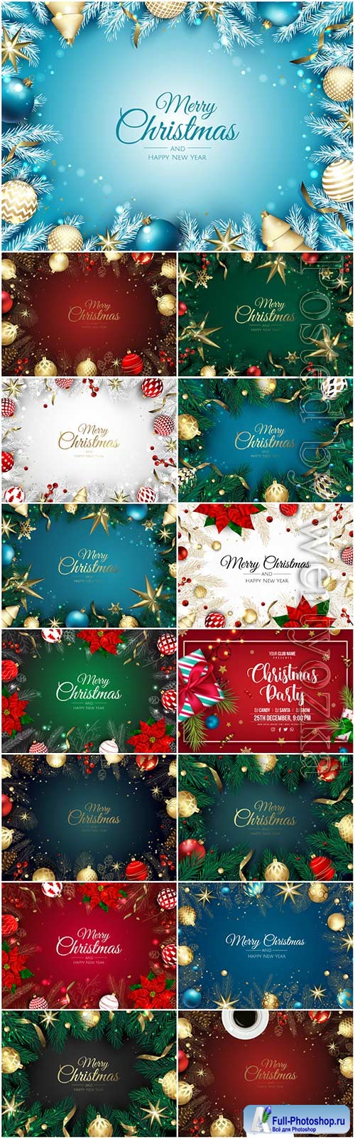 Merry christmas and new year greeting card design