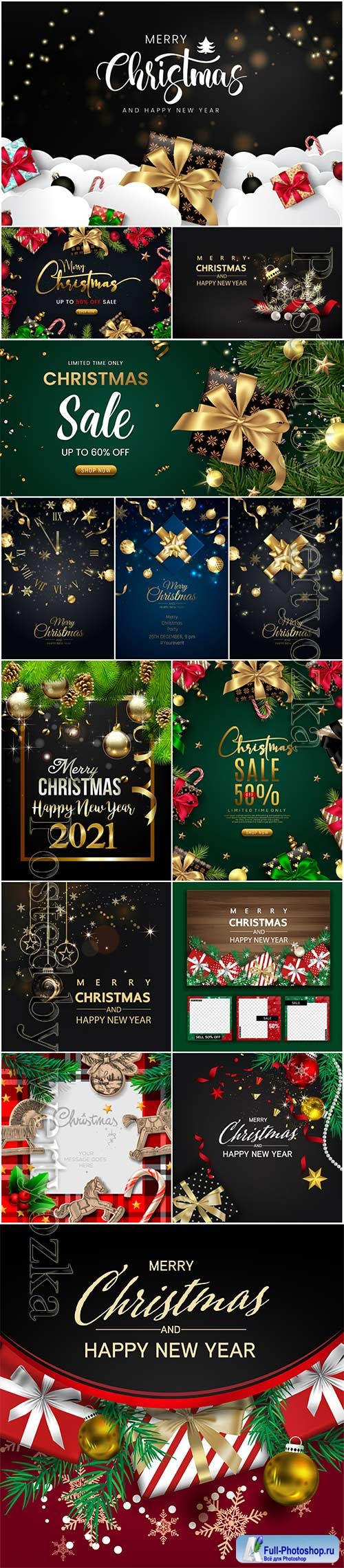 Merry christmas greeting card design with beautiful gifts packages