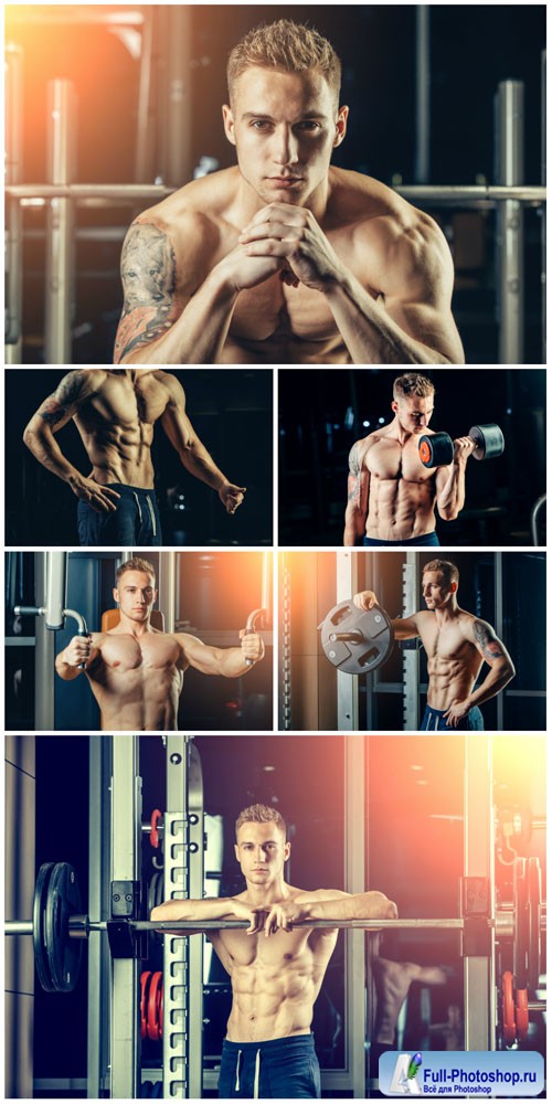 Strong and athletic men stock photo