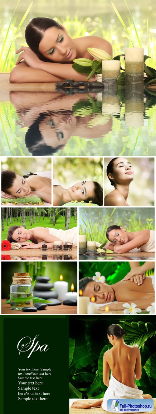 Beautiful women and spa backgrounds stock photo