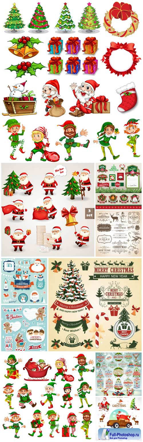 New Year and Christmas illustrations in vector 46