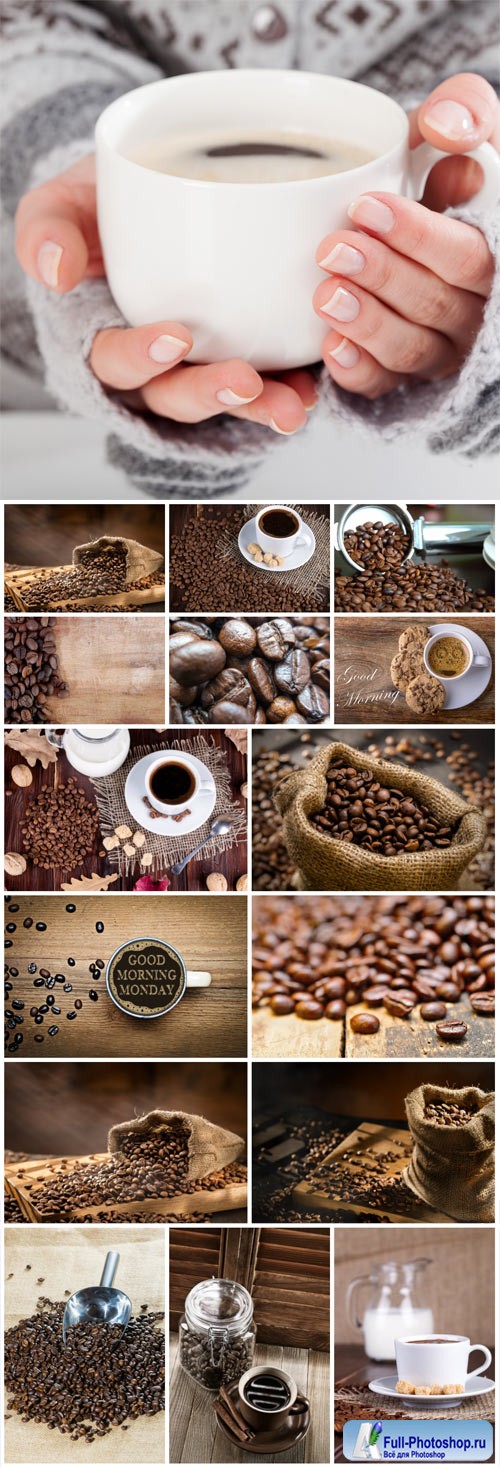 Coffee and coffee beans in sack stock photo