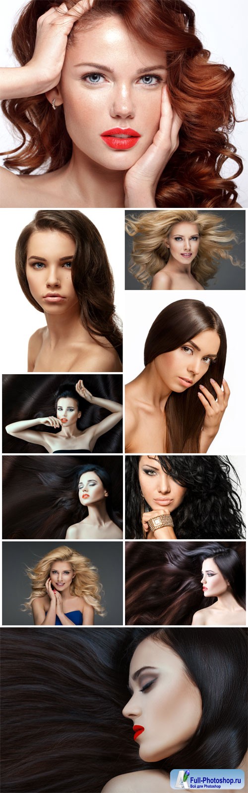 Stylish young girls with different hairstyles stock photo