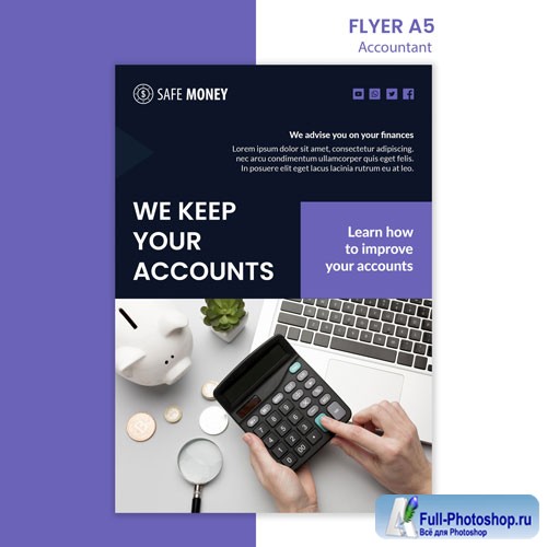 Accountant concept flyer psd template
