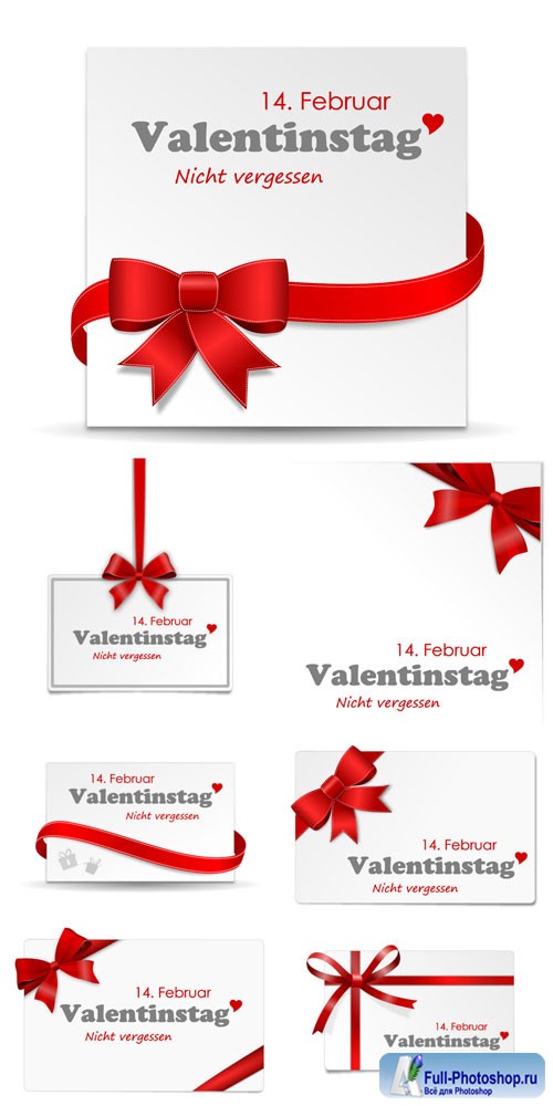 Banners with ribbons for valentine's day in vector