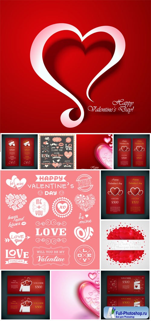 Backgrounds and romantic lettering for valentine's day