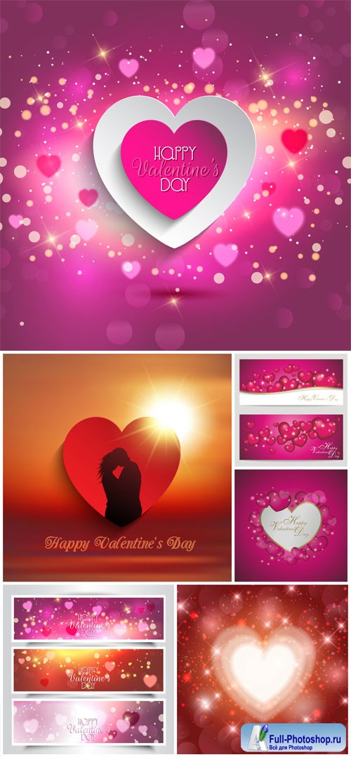 Shining backgrounds for valentine's day in vector