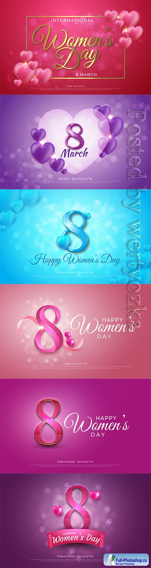 Vector editable text effect, women's day 8 march with flowers