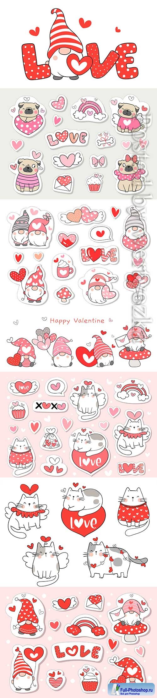 Draw collection stickers sweet for valentine