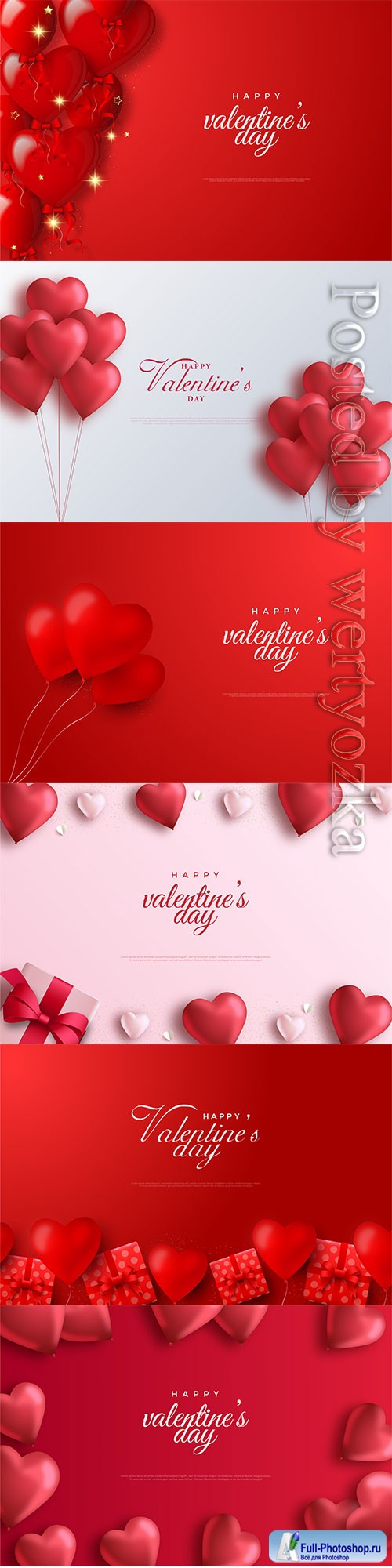 Valentine day vector background with red balloons